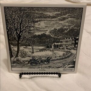 Currier & Ives American Winter Scene Vintage Ives Art Tile.